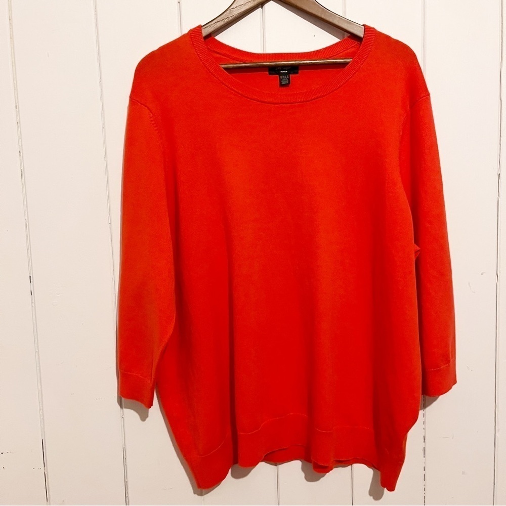 Lord & Taylor Coral Scoop Neck Quarter Length Sweater. Size 3X.